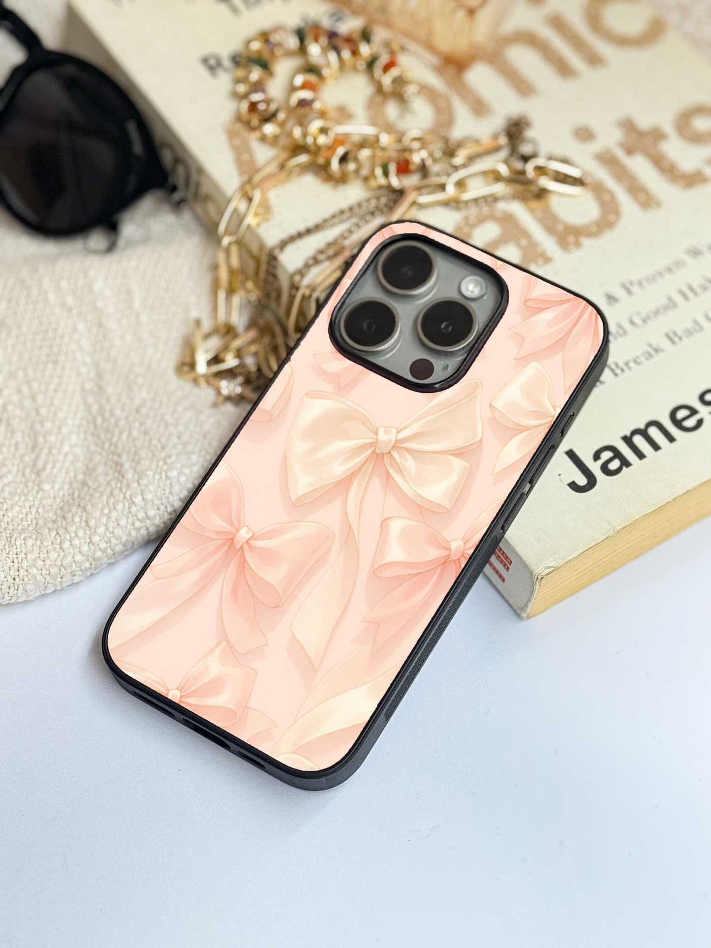 Silky Bows Back Cover For iPhone 11,12,13,14,15,16 Models