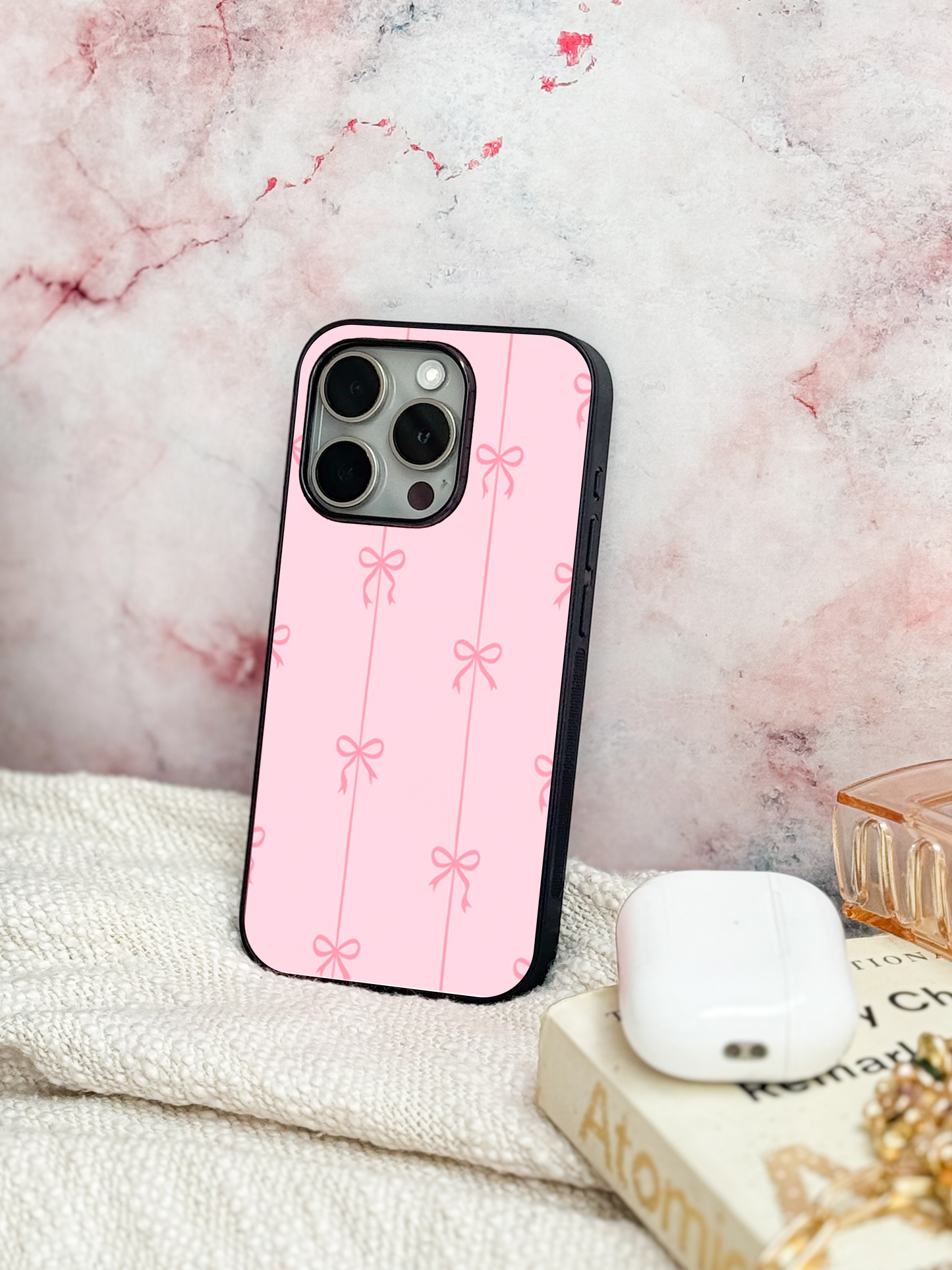 pink bows Back Cover For iPhone 11,12,13,14,15,16 Models