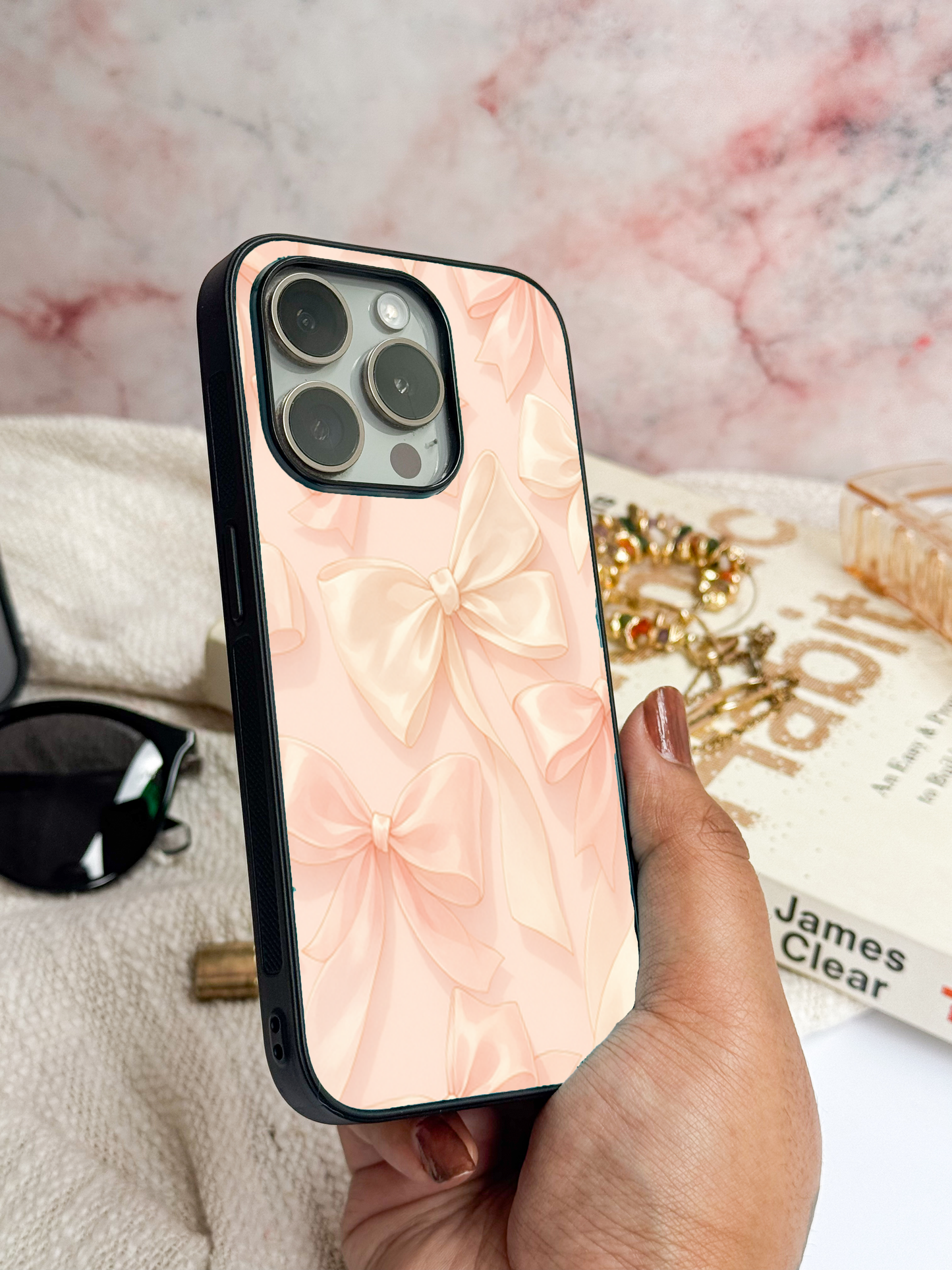 Silky Bows Back Cover For iPhone 11,12,13,14,15,16 Models