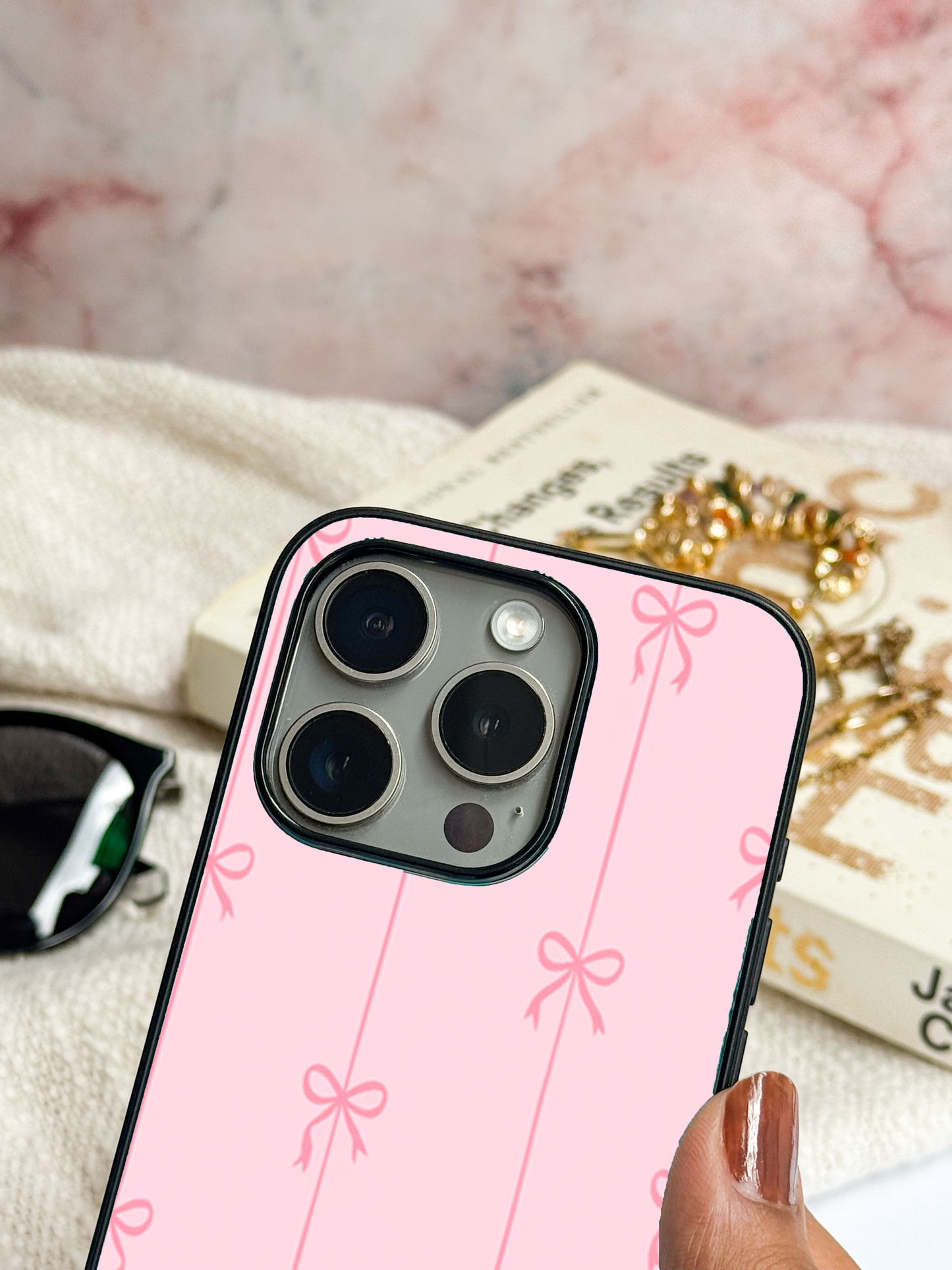 pink bows Back Cover For iPhone 11,12,13,14,15,16 Models