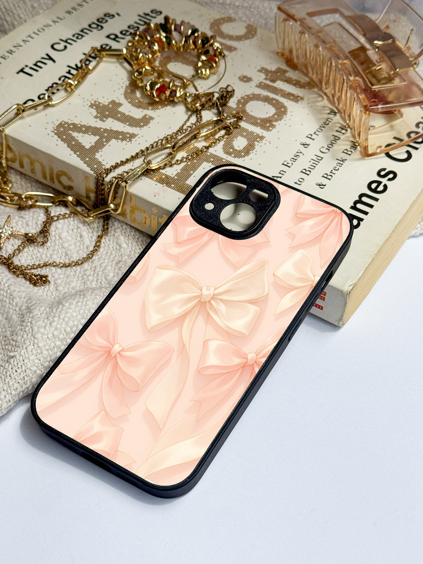 Silky Bows Back Cover For iPhone 11,12,13,14,15,16 Models