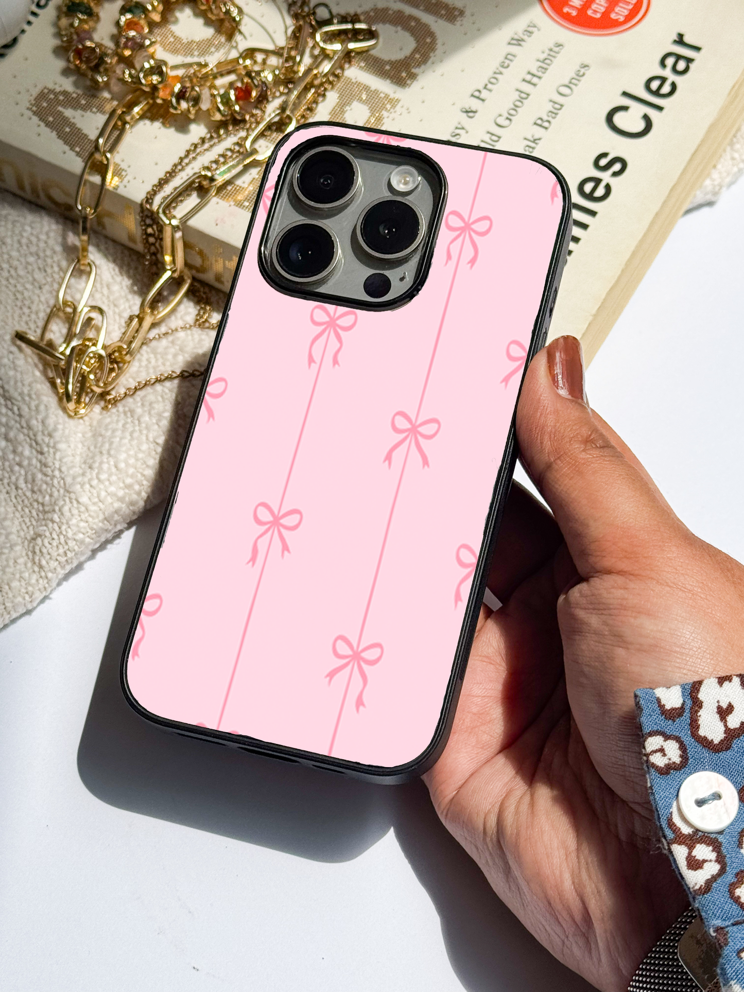 pink bows Back Cover For iPhone 11,12,13,14,15,16 Models