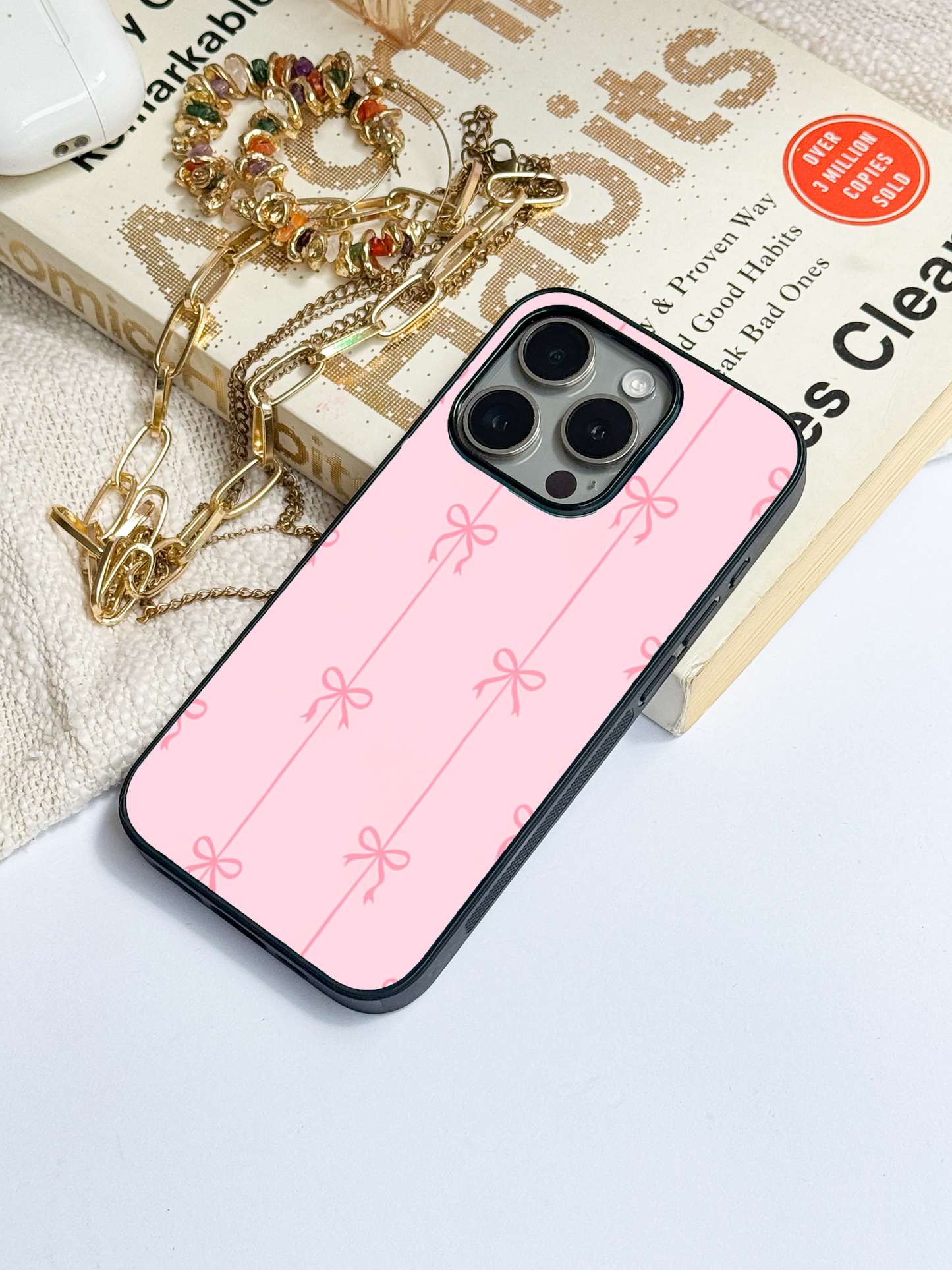 pink bows Back Cover For iPhone 11,12,13,14,15,16 Models