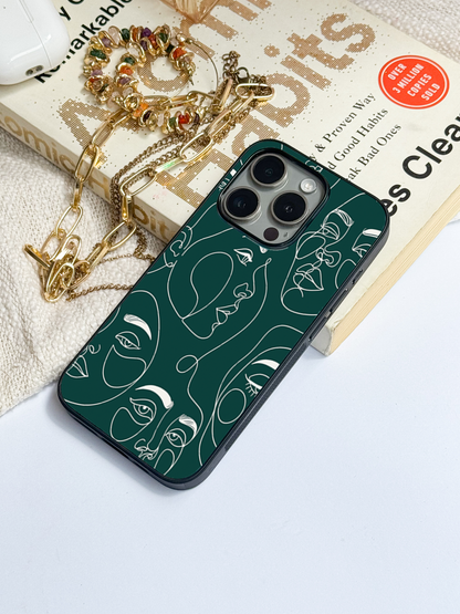 Line Art Lady Back Cover For iPhone 11,12,13,14,15,16 Models