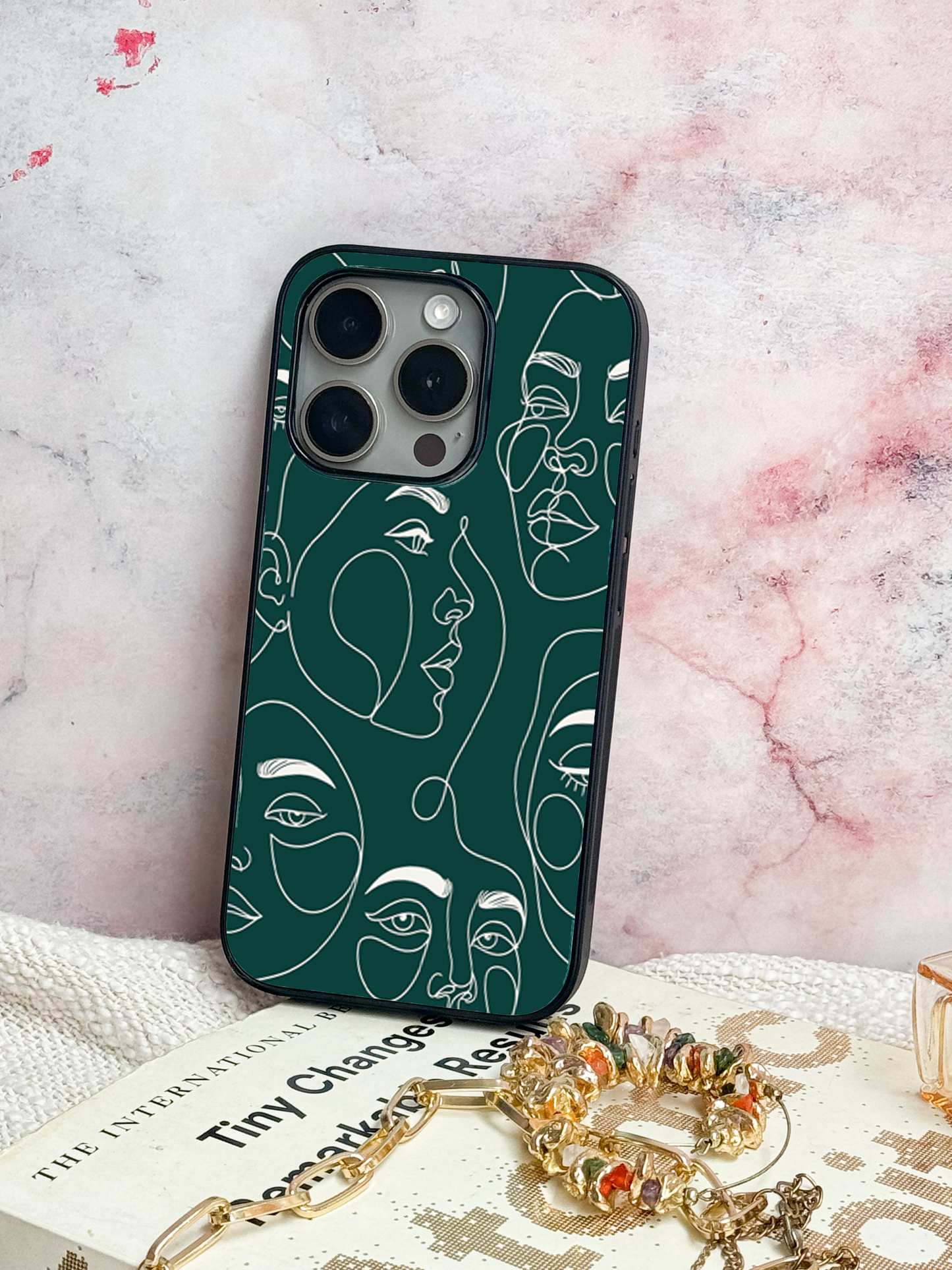 Line Art Lady Back Cover For iPhone 11,12,13,14,15,16 Models
