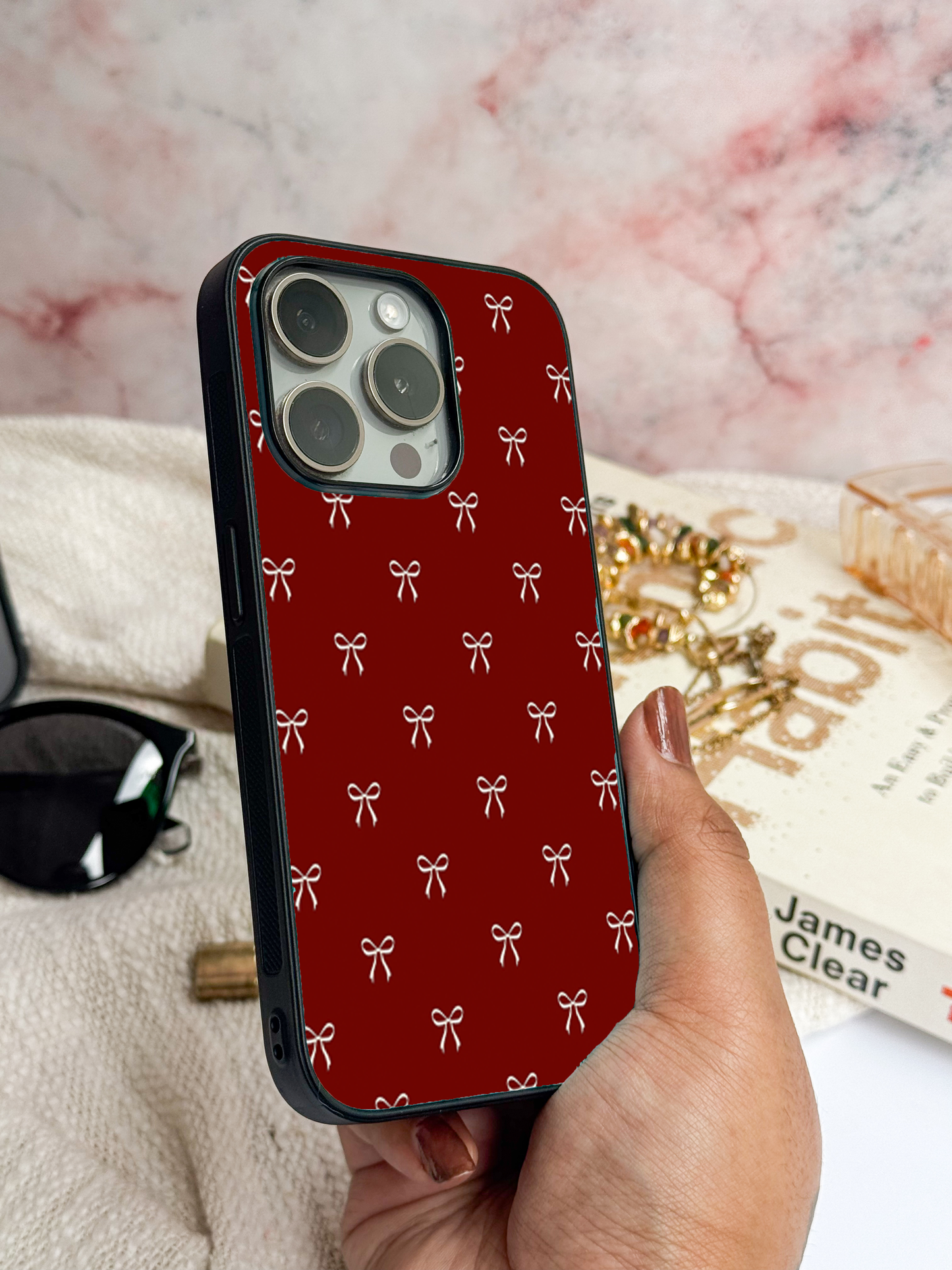 Red Bow Beaut Back Cover For iPhone 11,12,13,14,15,16 Models