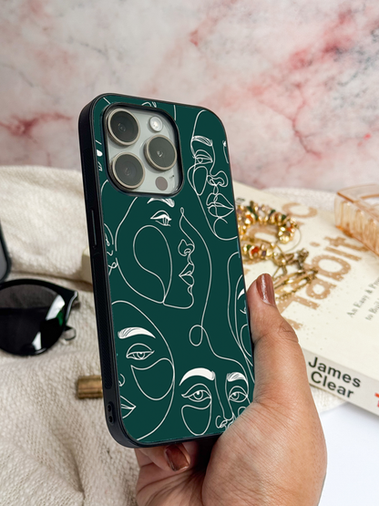 Line Art Lady Back Cover For iPhone 11,12,13,14,15,16 Models