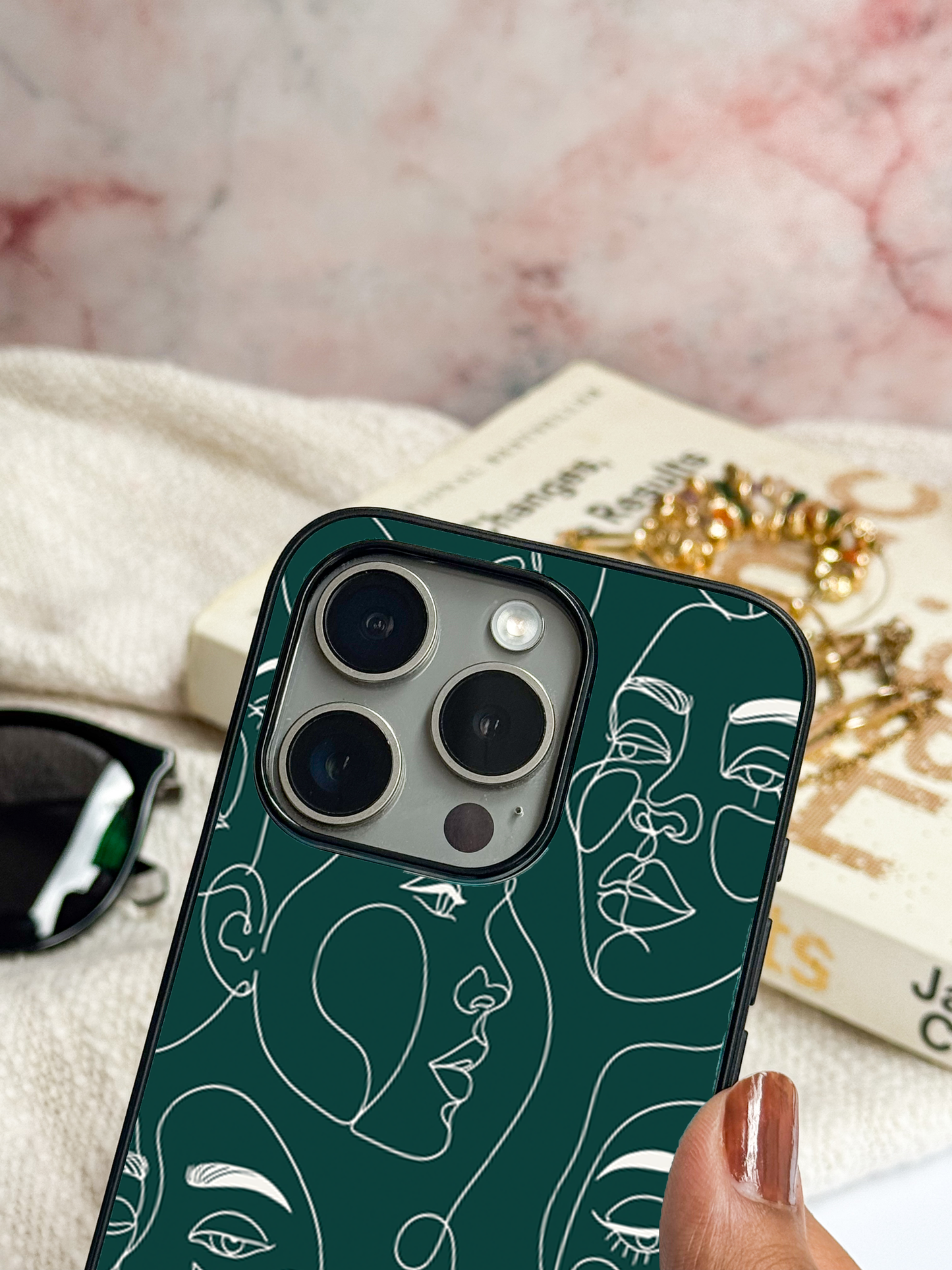 Line Art Lady Back Cover For iPhone 11,12,13,14,15,16 Models