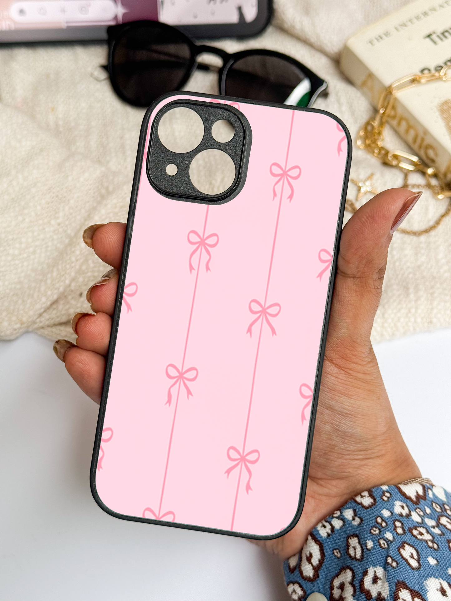 pink bows Back Cover For iPhone 11,12,13,14,15,16 Models