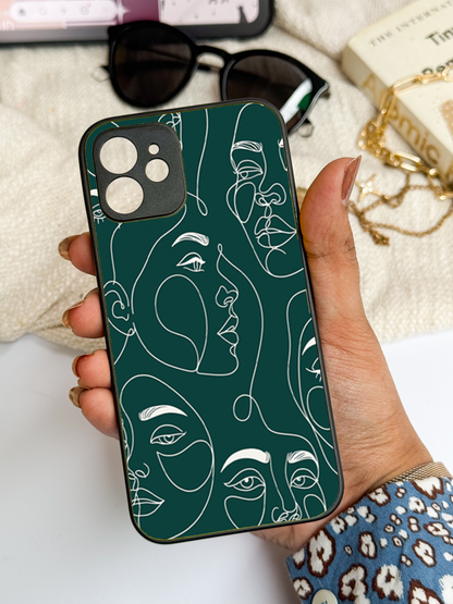Line Art Lady Back Cover For iPhone 11,12,13,14,15,16 Models