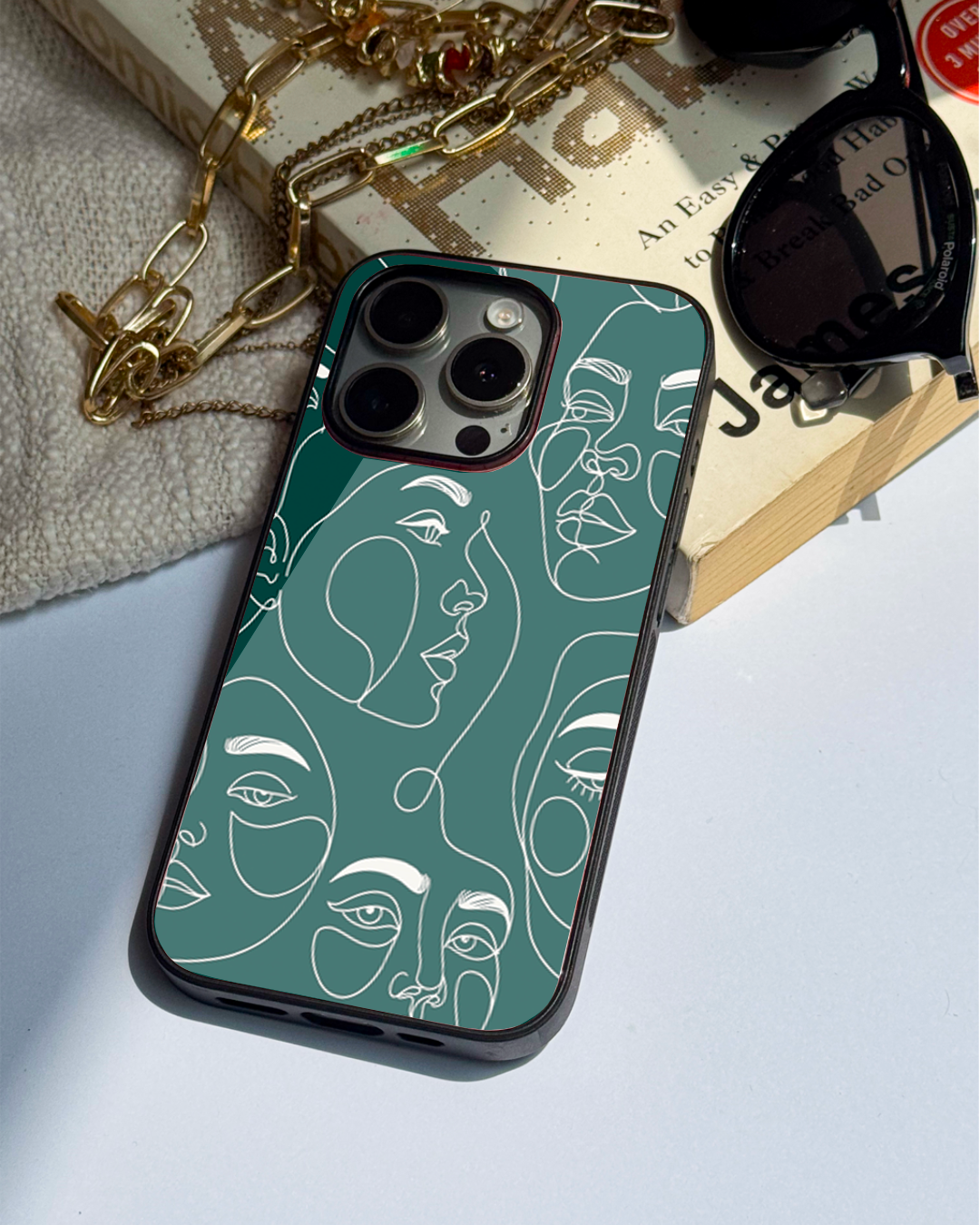 Line Art Lady Back Cover For iPhone 11,12,13,14,15,16 Models