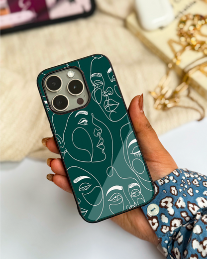 Line Art Lady Back Cover For iPhone 11,12,13,14,15,16 Models